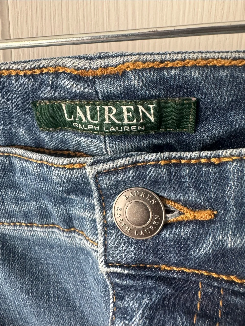 Lauren Ralph Lauren Modern Curvy Straight Denim Jeans Monogram Leather Patch 14